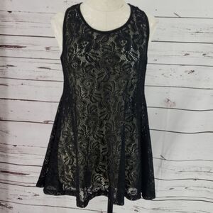 NWT West Loop Black Lace Swimsuit Cover-up Sleeveless Racerback Swim Medium New